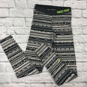 Nike Pro leggings. Dri-Fit. Size Medium black gray Neon green